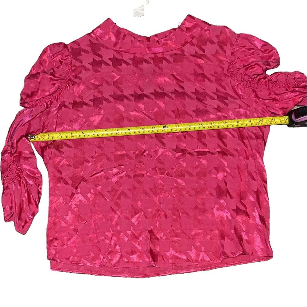 Zara Houndstooth Satin Pink Ruched long sleeve - Picture 4 of 5